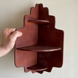 Vintage Wooden Corner Wall Shelf 3 Tier